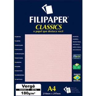Filipaper Vergê 180g/m² (50 folhas; salmão) A4 - FP00985