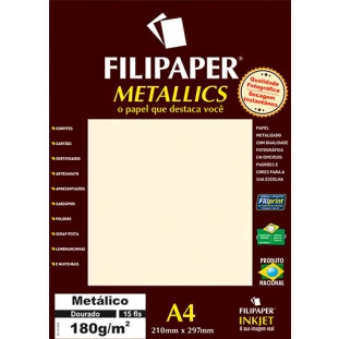Filipaper METALLICS Dourado 180g/m² A4(15fls) - FP01102