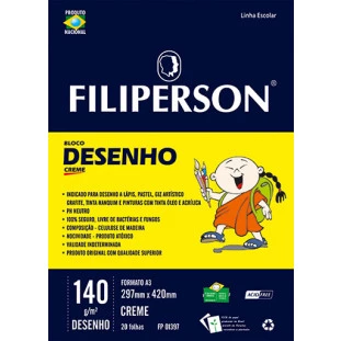 Bloco Filipinho Escolar Desenho Creme 140g/m² (A3) 20 folhas - FP00628