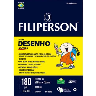 Bloco Desenho Branco A4 180g/m² 20 Folhas - FP00676