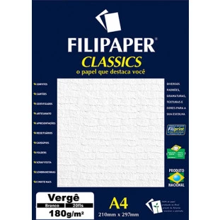 Filipaper Vergê 180g/m² (20 folhas; branco) A4 - FP01870