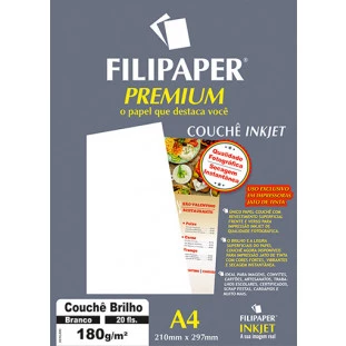 Filipaper Couchê Premium 180g/m² (20 folhas; branco) A4 - FP02504