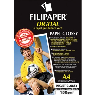 Filipaper InkJet Glossy 150g/m² (50 folhas; branco) A4 - FP02553