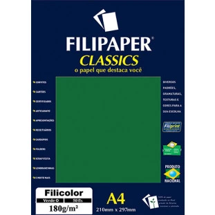 Filipaper Filicolor 180g/m² (50 folhas; verde) A4 - FP03445