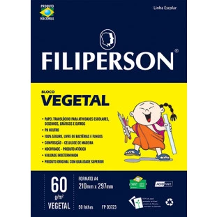 Bloco Filipinho Escolar Vegetal 60g/m² 50 Folhas - FP00636