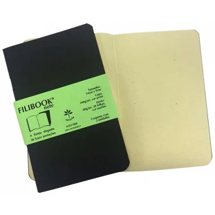Filibook Note Preto 80gm² miolo Marfim (P) 14cm X 9cm - Conjunto c/ 02 unids. - FP00710