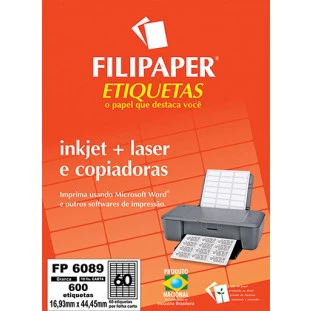 FP 6089 Filipaper Etiqueta 16,93x44,45 mm - 60 etiquetas por folha Carta 10 fls FP04429
