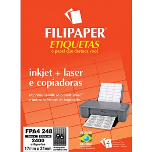 FP A4248 Filipaper Etiqueta 17X31 mm - 96 etiquetas por folha A4 25 fls - FP04450